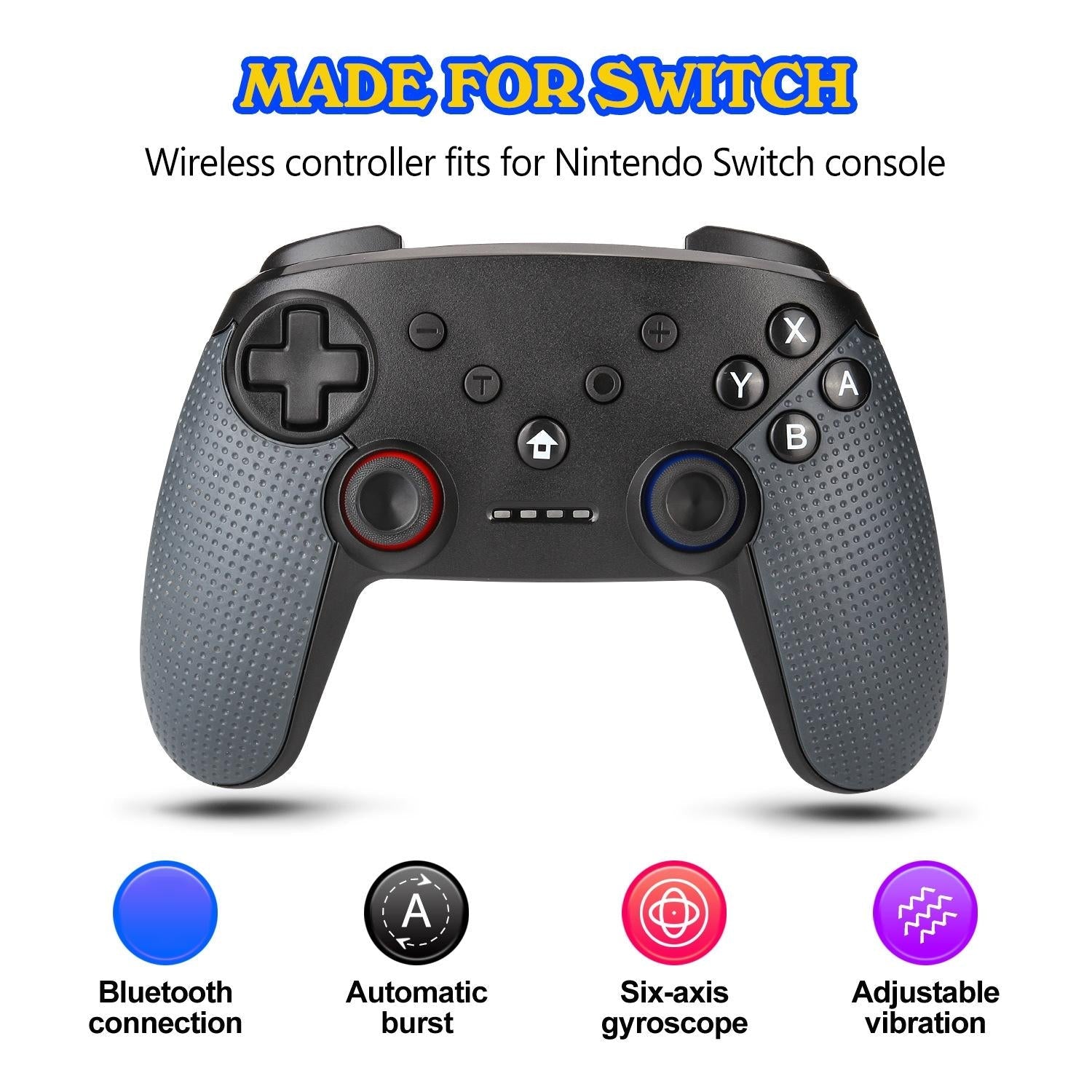 Switch Pro Wireless Gamepad with Dual Motors and Turbo 4