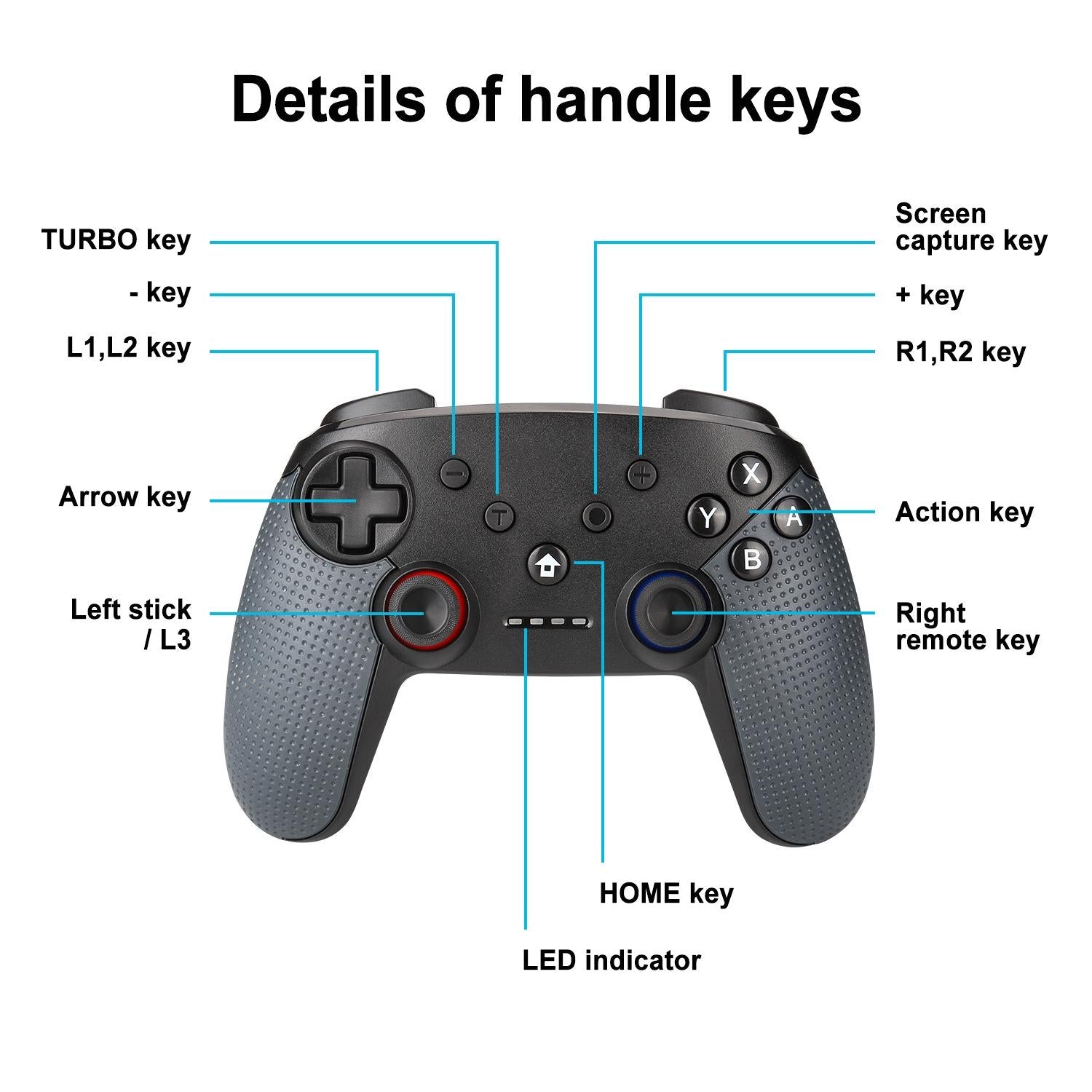 Switch Pro Wireless Gamepad with Dual Motors and Turbo 7