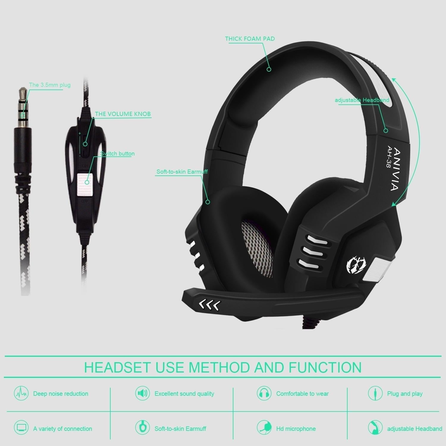 3.5Mm Wired Gaming Headset With Mic Black / Silver 4