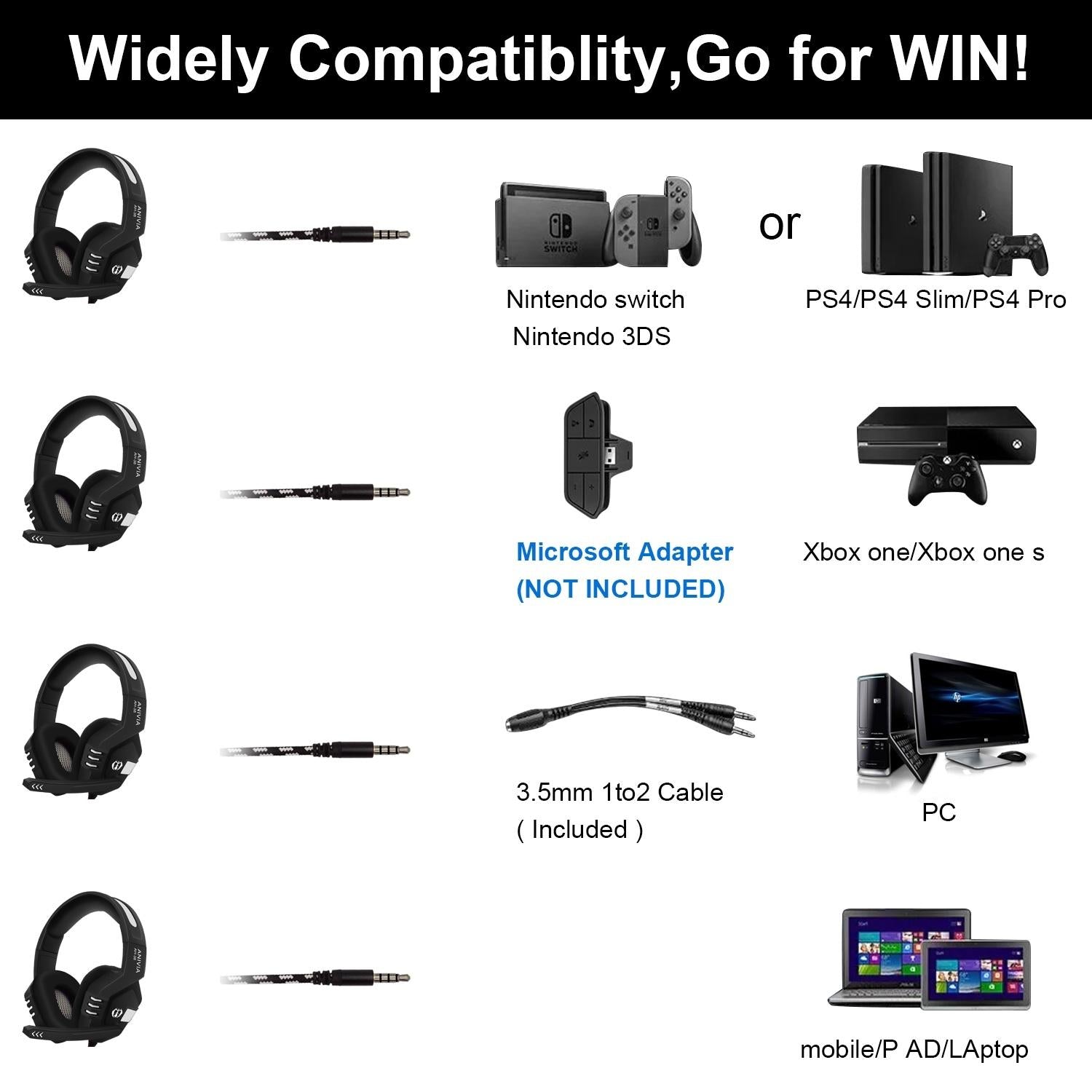3.5Mm Wired Gaming Headset With Mic Black / Silver 7