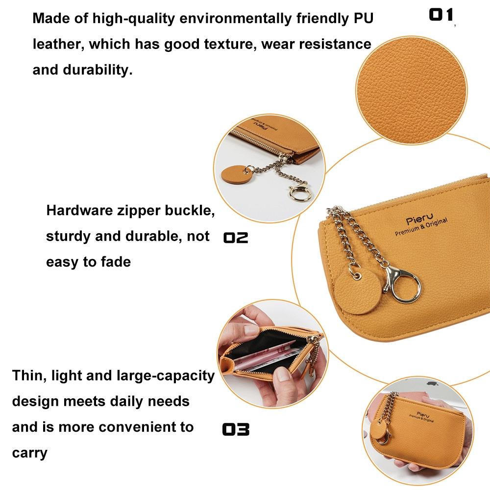 Ultra Thin Zippered Mini Wallet For Women Compact Coin Purse - Yellow 4