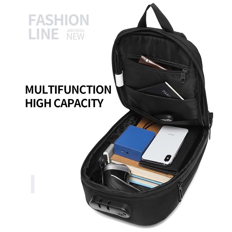 Waterproof Anti Theft Chest Bag With Usb Port Men Outdoor Messenger Bag Dark Blue 5