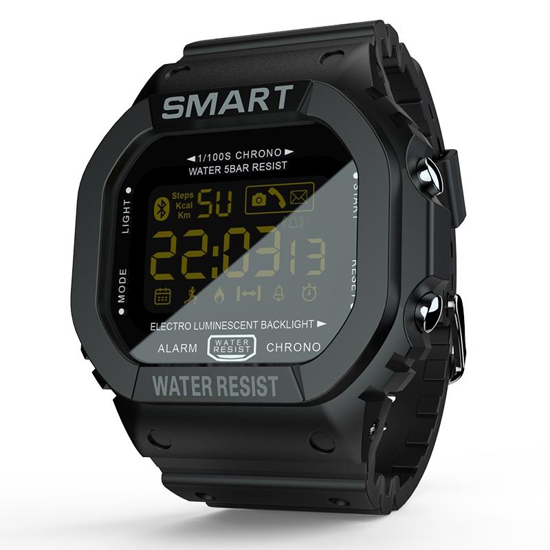 1.21 Inch Fstn Lcd Screen 50M Waterproof Smart Watch Support Information Reminder / Remote Camera / Sport Record Black - Eda001133601A