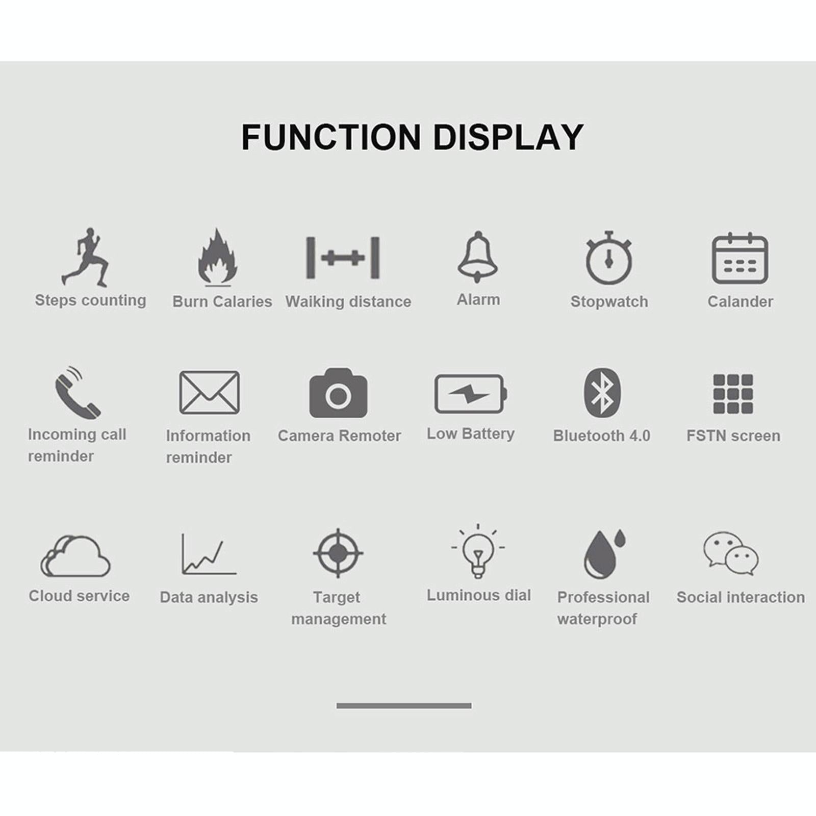 1.21 Inch Fstn Lcd Screen 50M Waterproof Smart Watch Support Information Reminder / Remote Camera / Sport Record Black - Eda001133601A 7