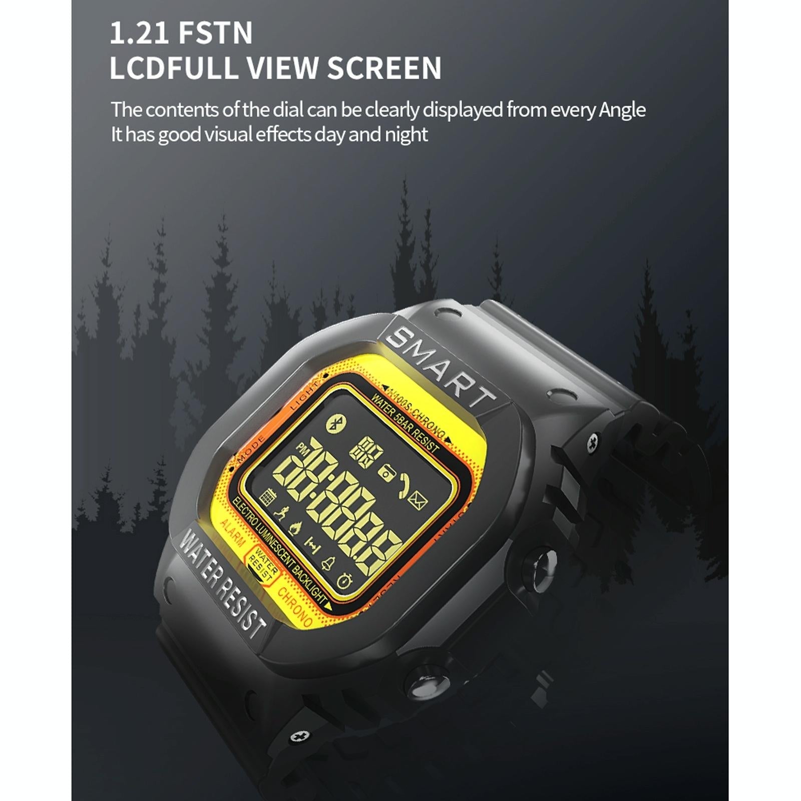 1.21 Inch Fstn Lcd Screen 50M Waterproof Smart Watch Support Information Reminder / Remote Camera / Sport Record Black - Eda001133601A 8
