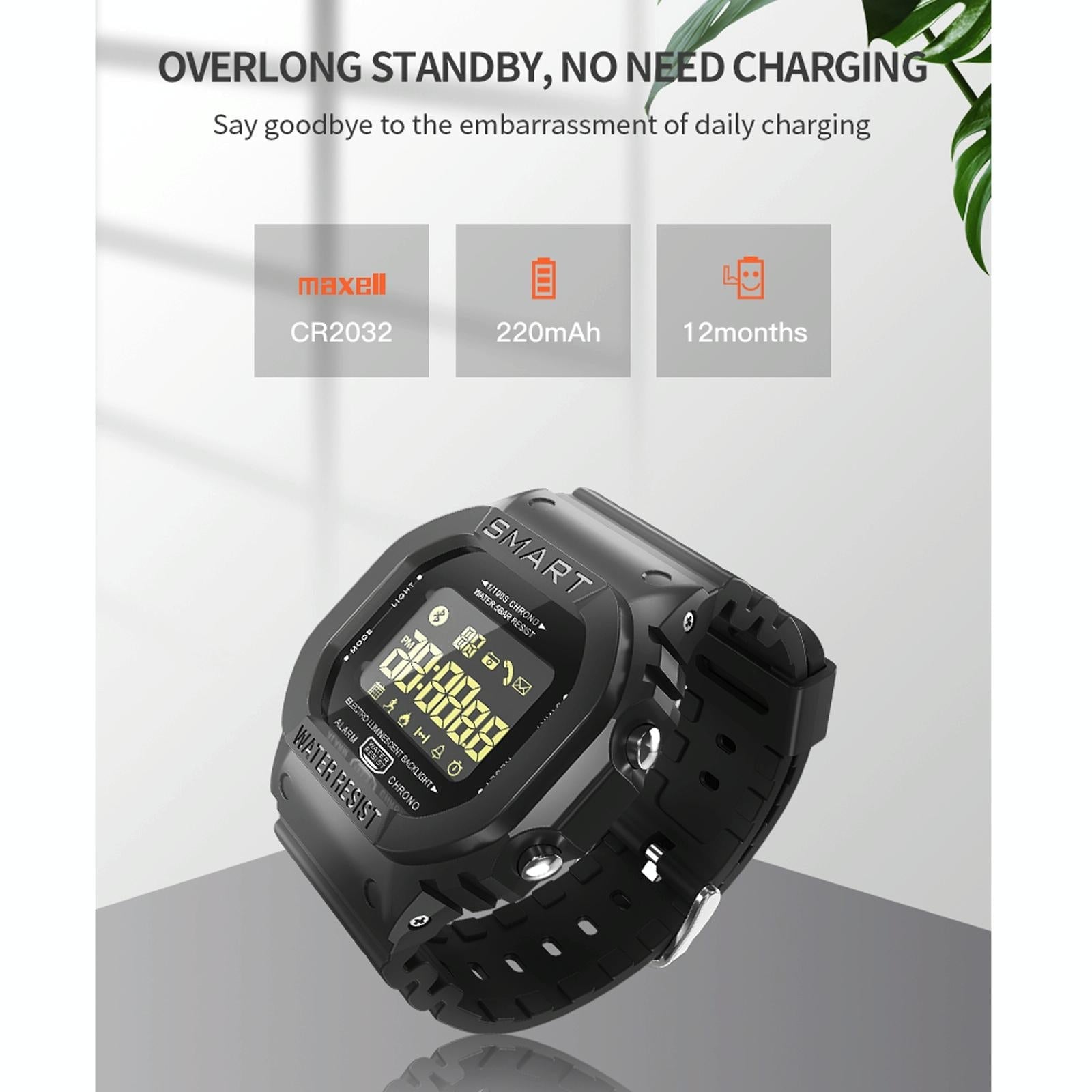 1.21 Inch Fstn Lcd Screen 50M Waterproof Smart Watch Support Information Reminder / Remote Camera / Sport Record Black - Eda001133601A 10