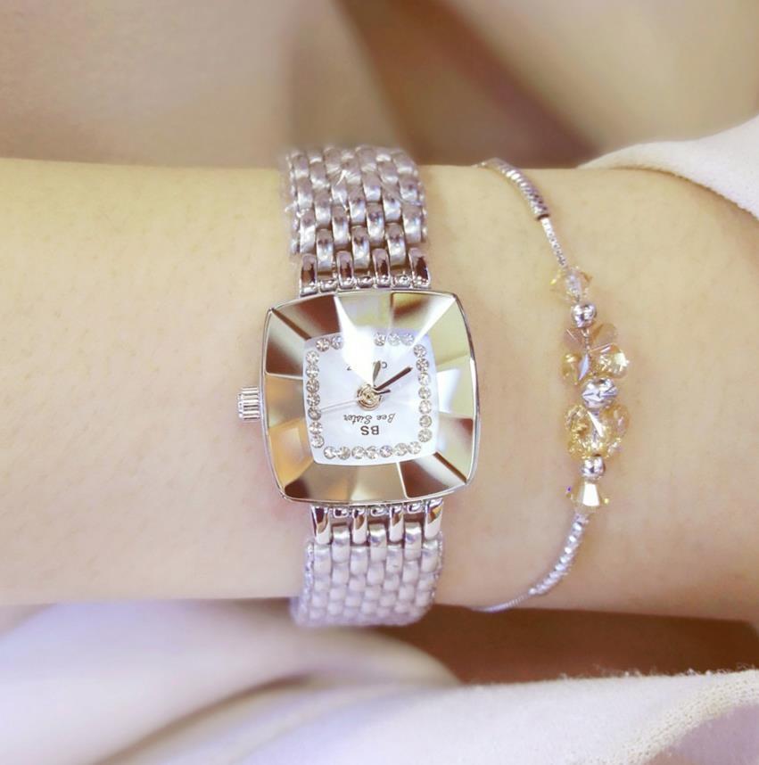 Stainless Steel Square Dial Women Watch with Simple Strap - Silver 3