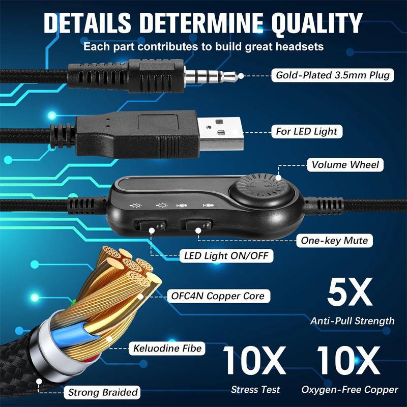 Omni-Directional Esports Headset 1.9M Length - Blac 9
