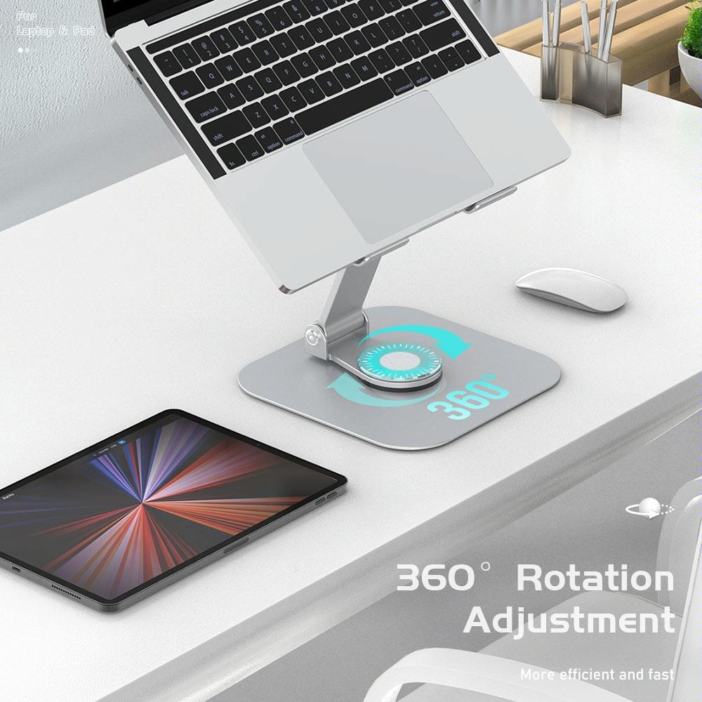 Silver Laptop Lifting Bracket - 360 Degree Rotation 4