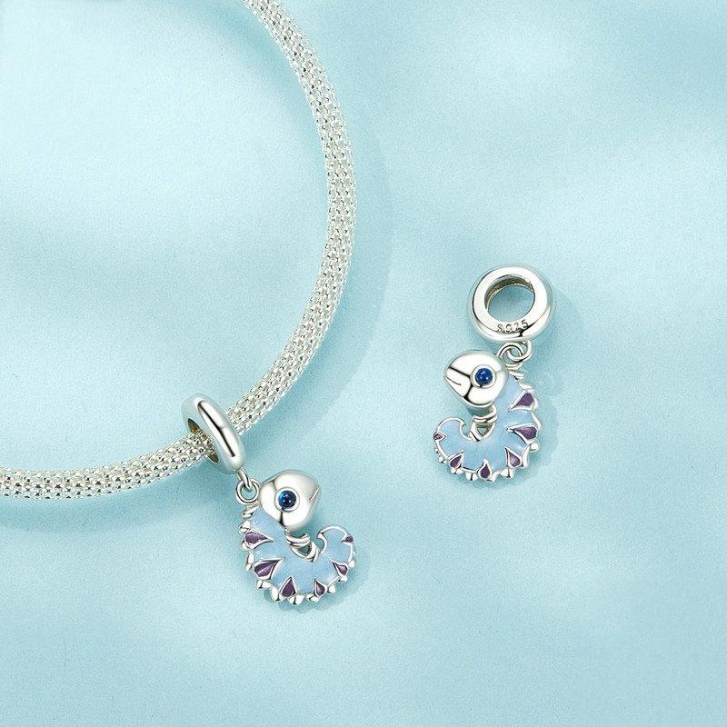 925 Sterling Silver Platinum Plated Chameleon Pendant 4