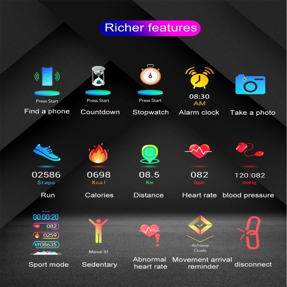 Waterproof Smart Watch With Heart Rate And Sleep Monitoring - Black 9