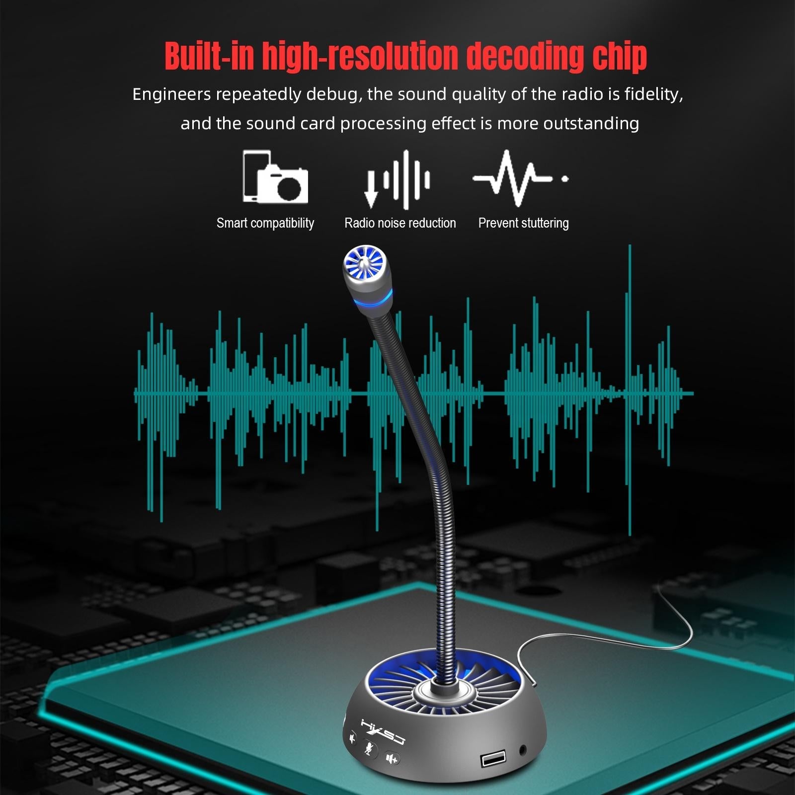 High-Quality Usb Noise-Cancelling Microphone - Black 6