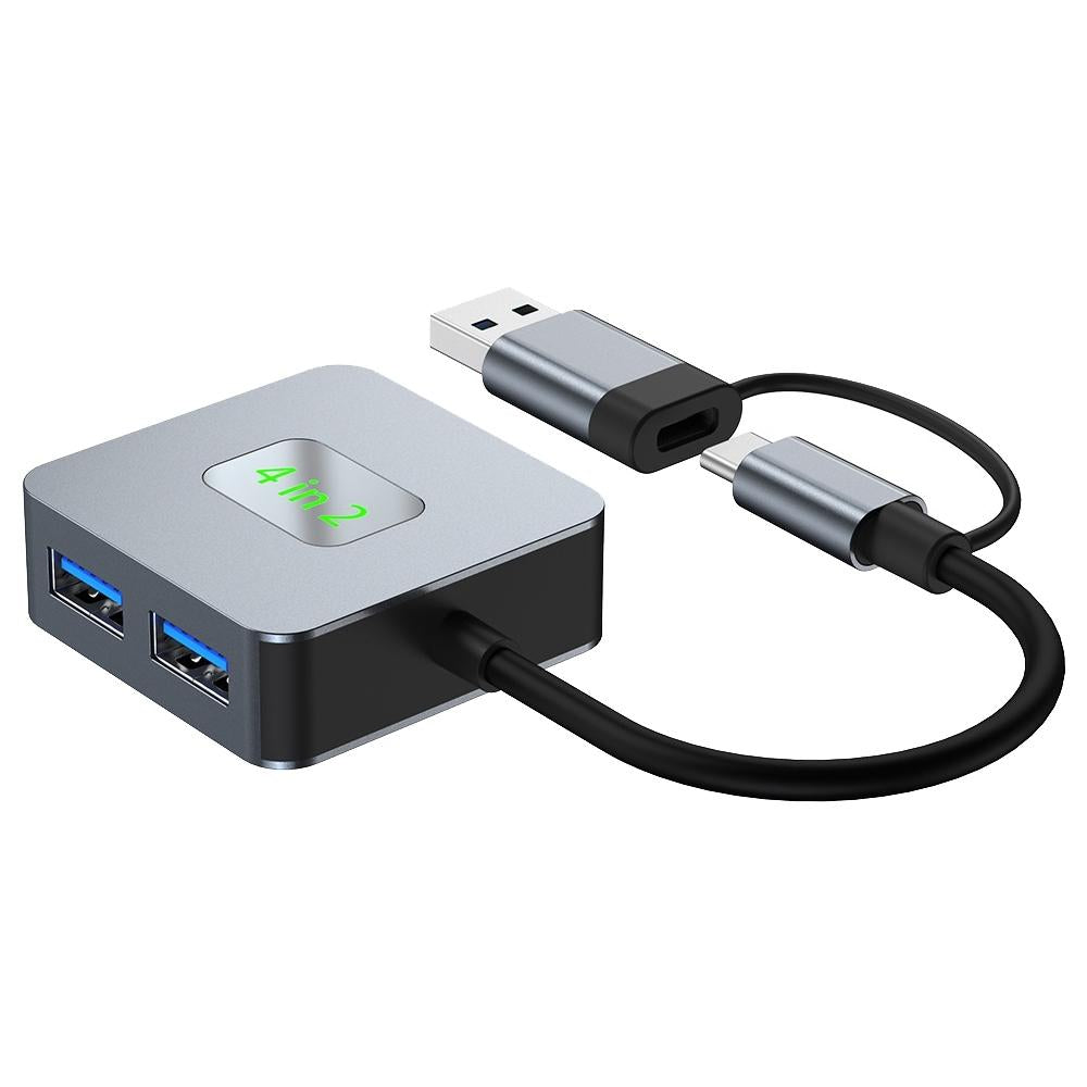 4-In-1 Usb-C To Usb 3.2 4-Port Hub Adapter Grey 3
