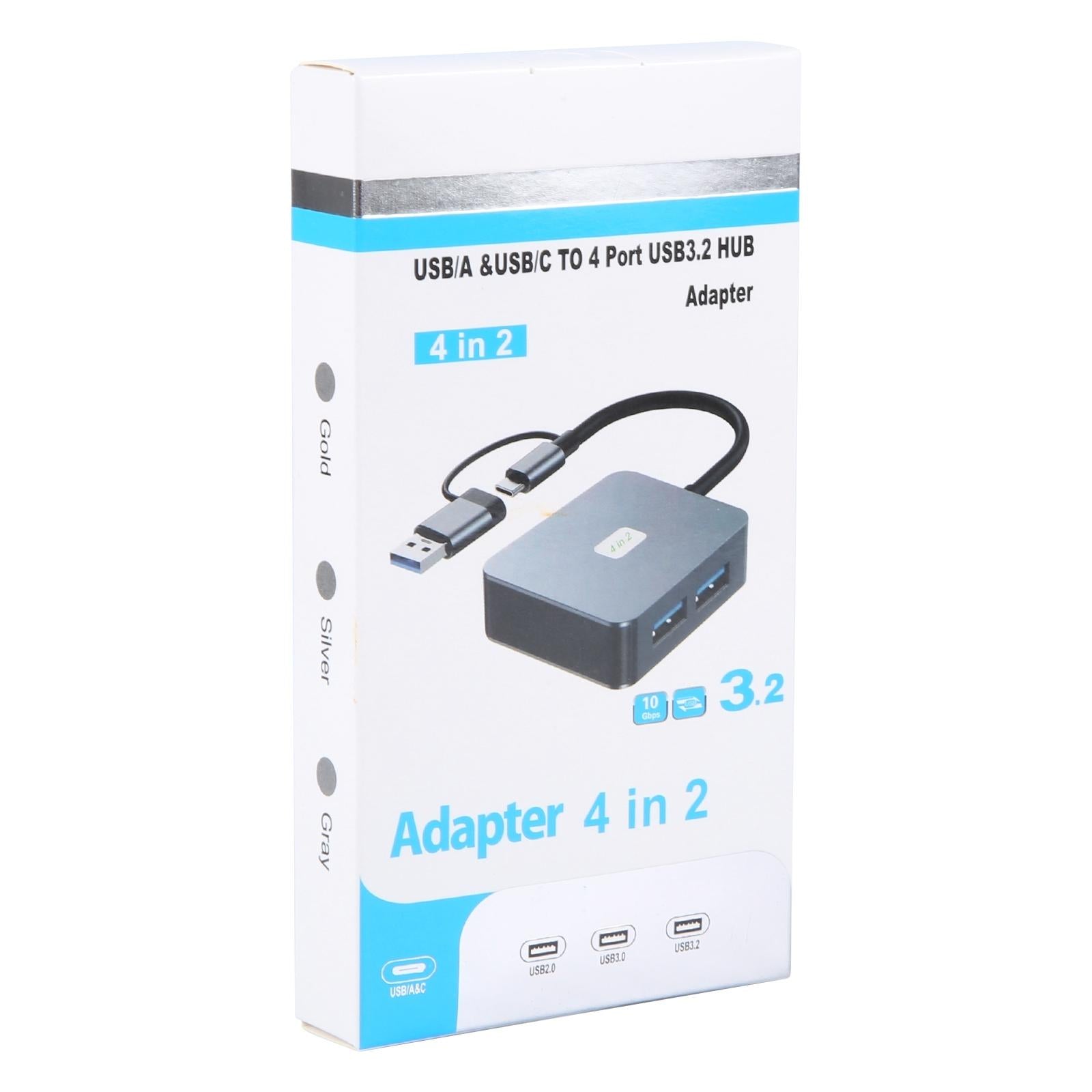 4-In-1 Usb-C To Usb 3.2 4-Port Hub Adapter Grey 4