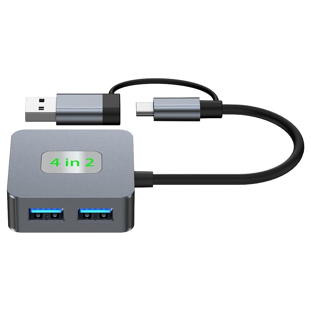4-In-1 Usb-C To Usb 3.2 4-Port Hub Adapter Grey 5