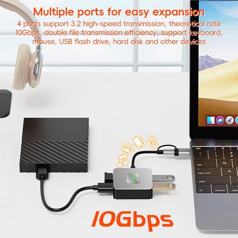 4-In-1 Usb-C To Usb 3.2 4-Port Hub Adapter Grey 7
