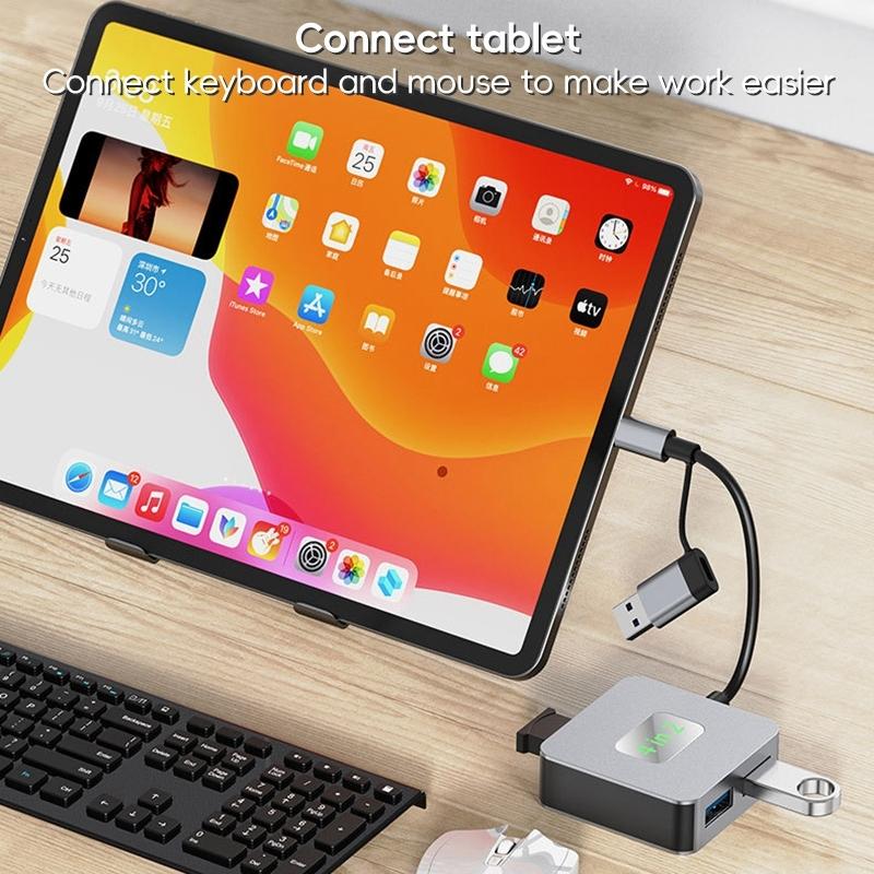 4-In-1 Usb-C To Usb 3.2 4-Port Hub Adapter Grey 9