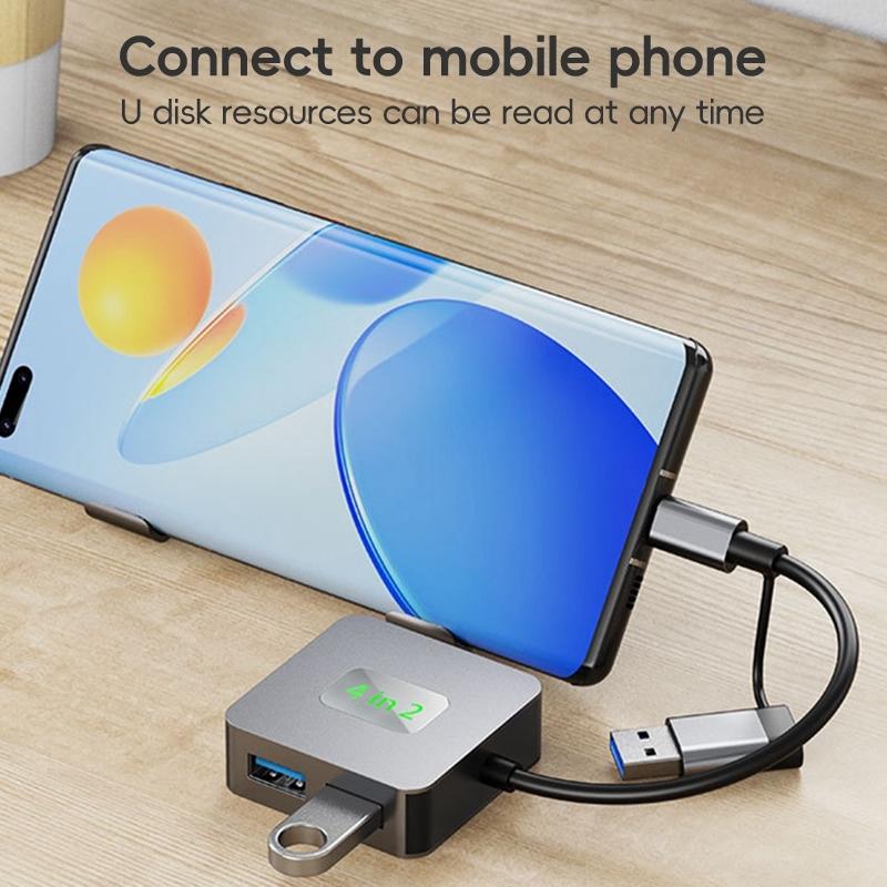 4-In-1 Usb-C To Usb 3.2 4-Port Hub Adapter Grey 11