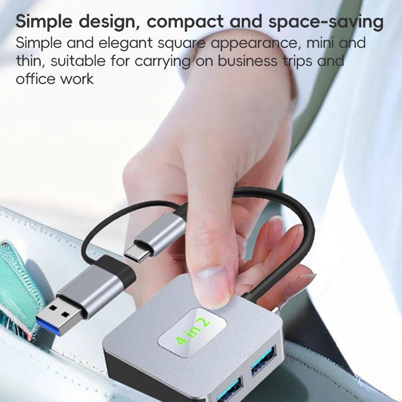 4-In-1 Usb-C To Usb 3.2 4-Port Hub Adapter Grey 12