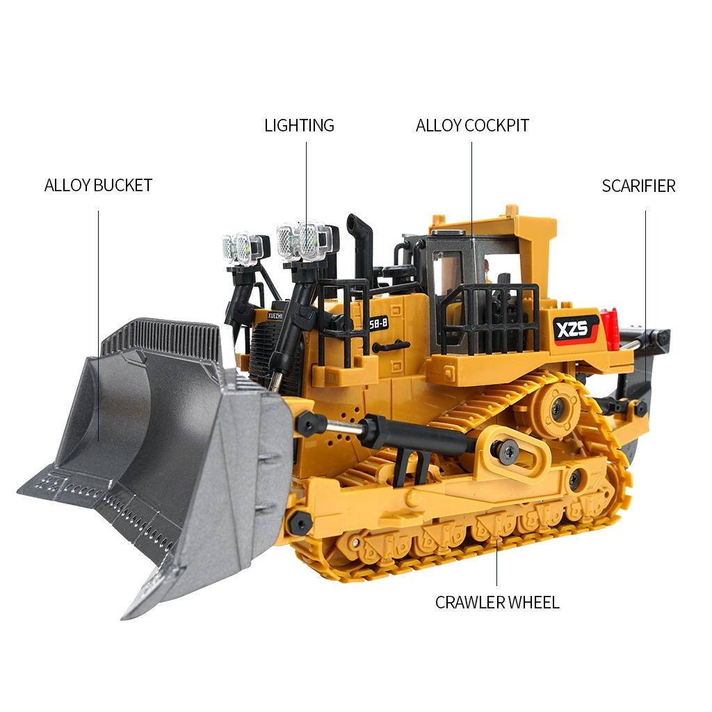 9-channel Remote Control Bulldozer Toy with Alloy Excavator 5