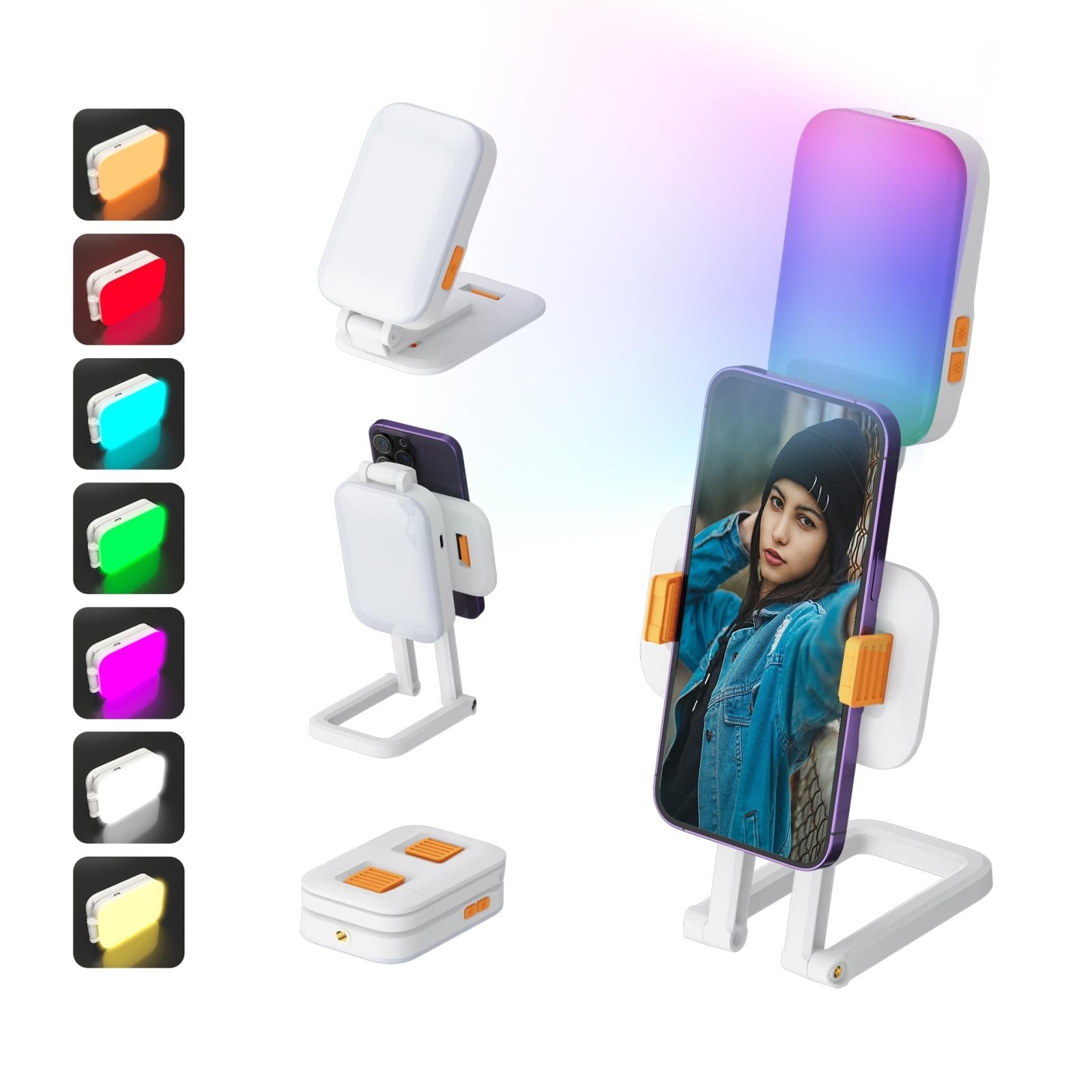 Mini Rgb Fill Light with Phone Holder - White 3