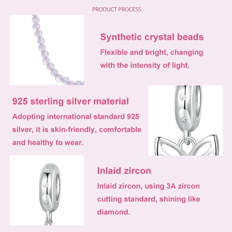 925 Sterling Silver Platinum Plated Butterfly Safety Chain Bracelet 4
