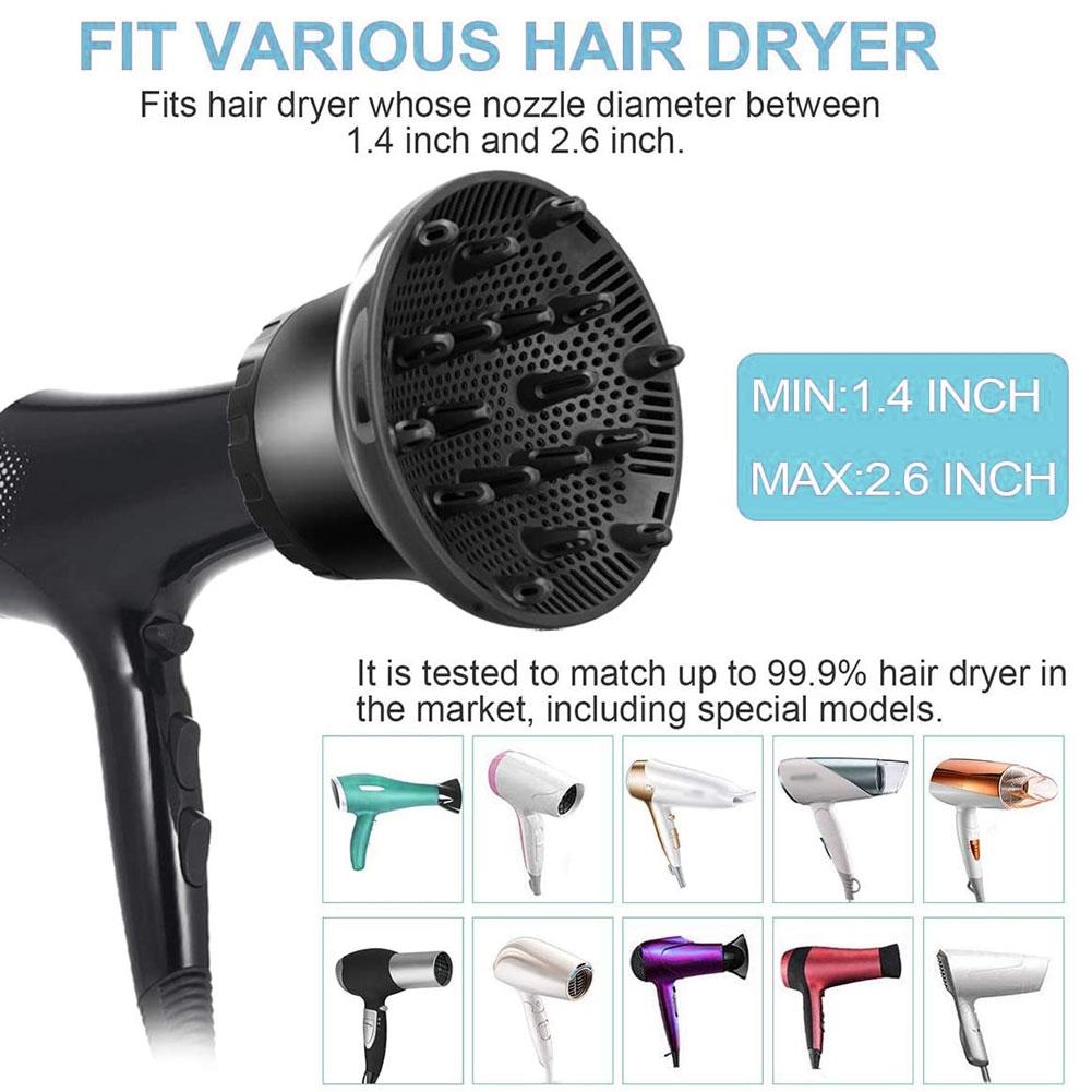 Universal Hair Diffuser For Blow Dryers Rotatable Design Large Hood Black - White 5