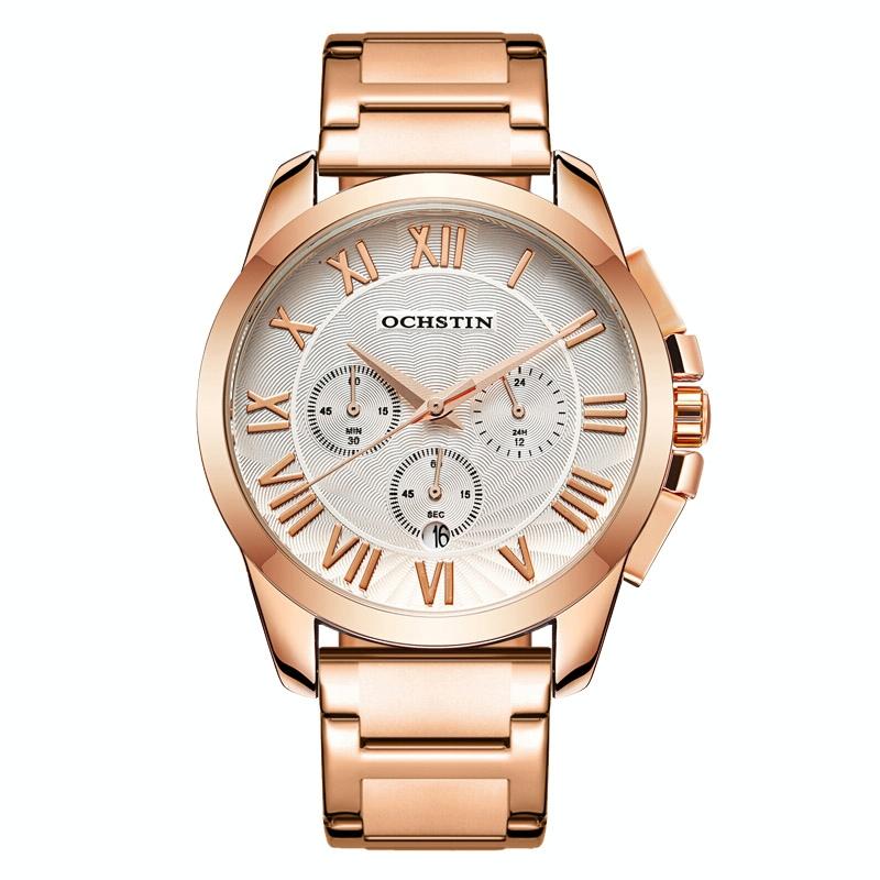 Waterproof Multifunctional Men Watch with Steel Strap - Silver White 10