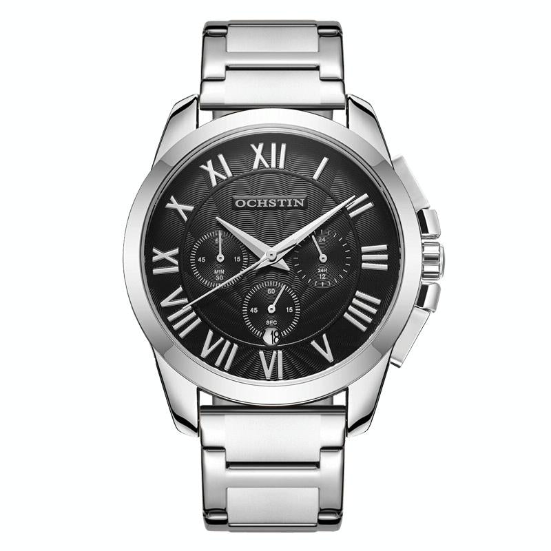 Waterproof Multifunctional Men Watch with Steel Strap - Silver White 13