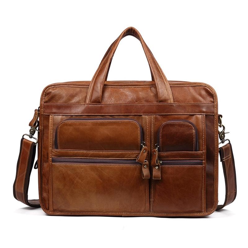 Men 15.6 Inch Business Handbag Casual Singer Shoulder Messenger Bag - Rusty Black 10