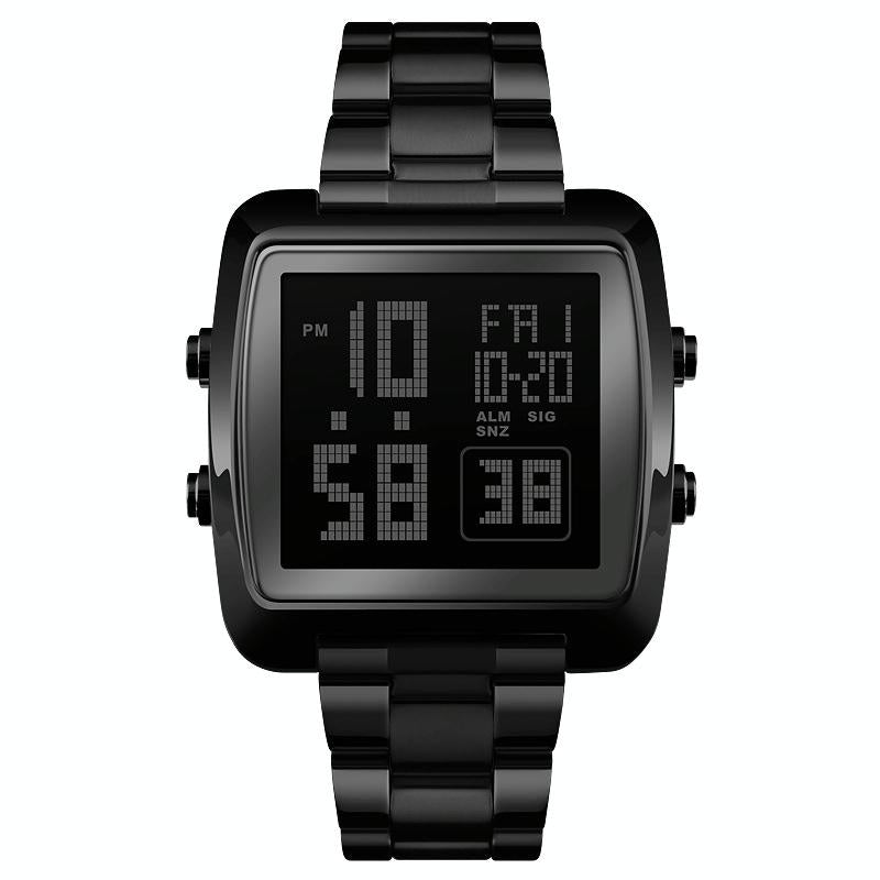 Vintage Gold Steel Square Watch - Waterproof & Luminous - Black