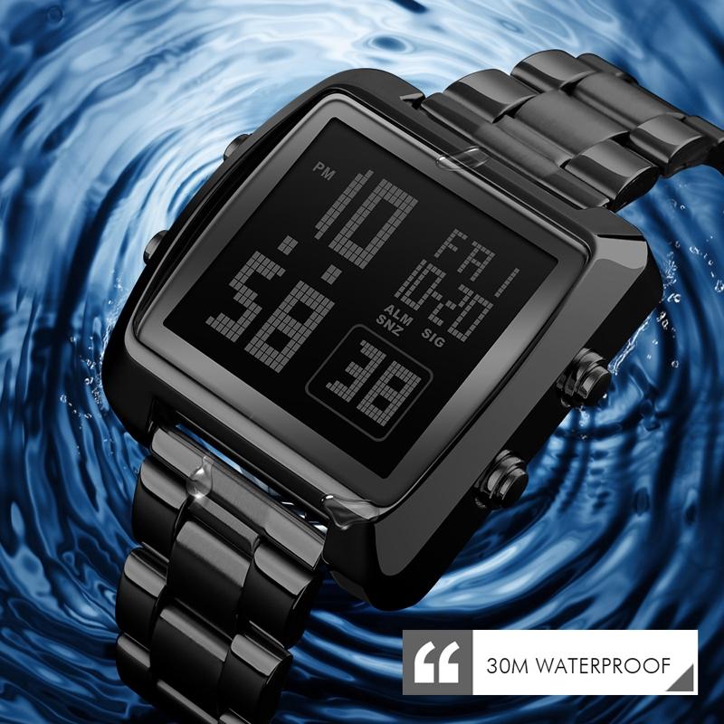 Vintage Gold Steel Square Watch - Waterproof & Luminous - Black 7