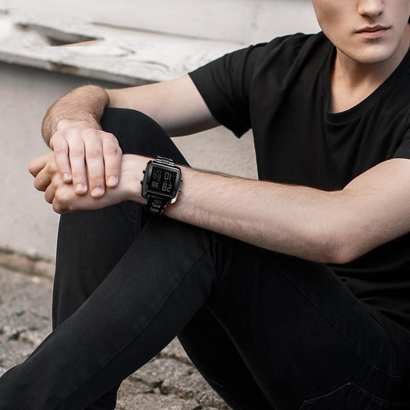 Vintage Gold Steel Square Watch - Waterproof & Luminous - Black 8