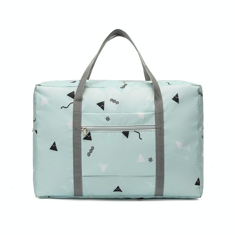 Waterproof Foldable Travel Bag - Compact & Durable - Navy Blue Geometry 14