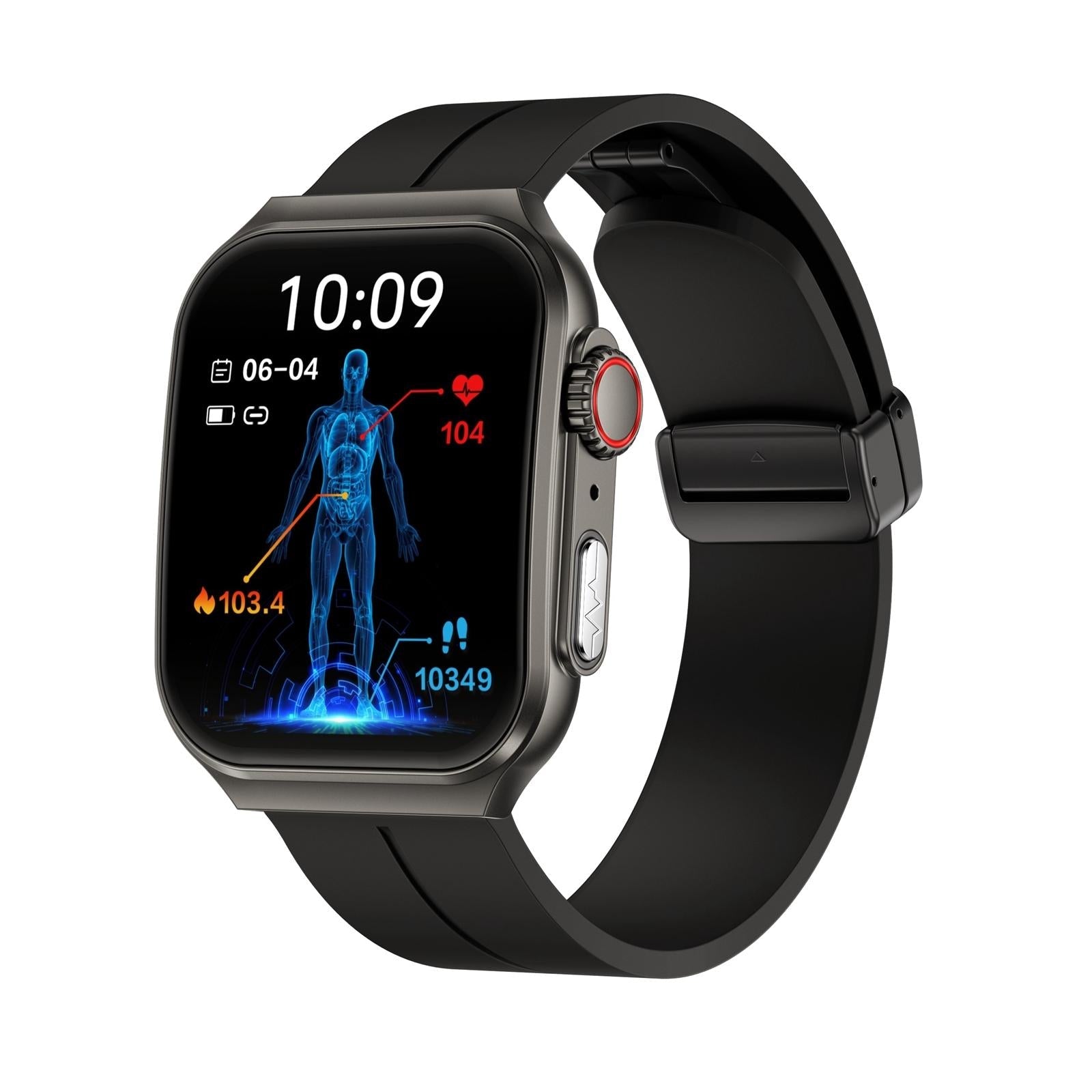 1.96 Inch Bt Call / Heart Rate / Blood Pressure / Blood Oxygen - Black