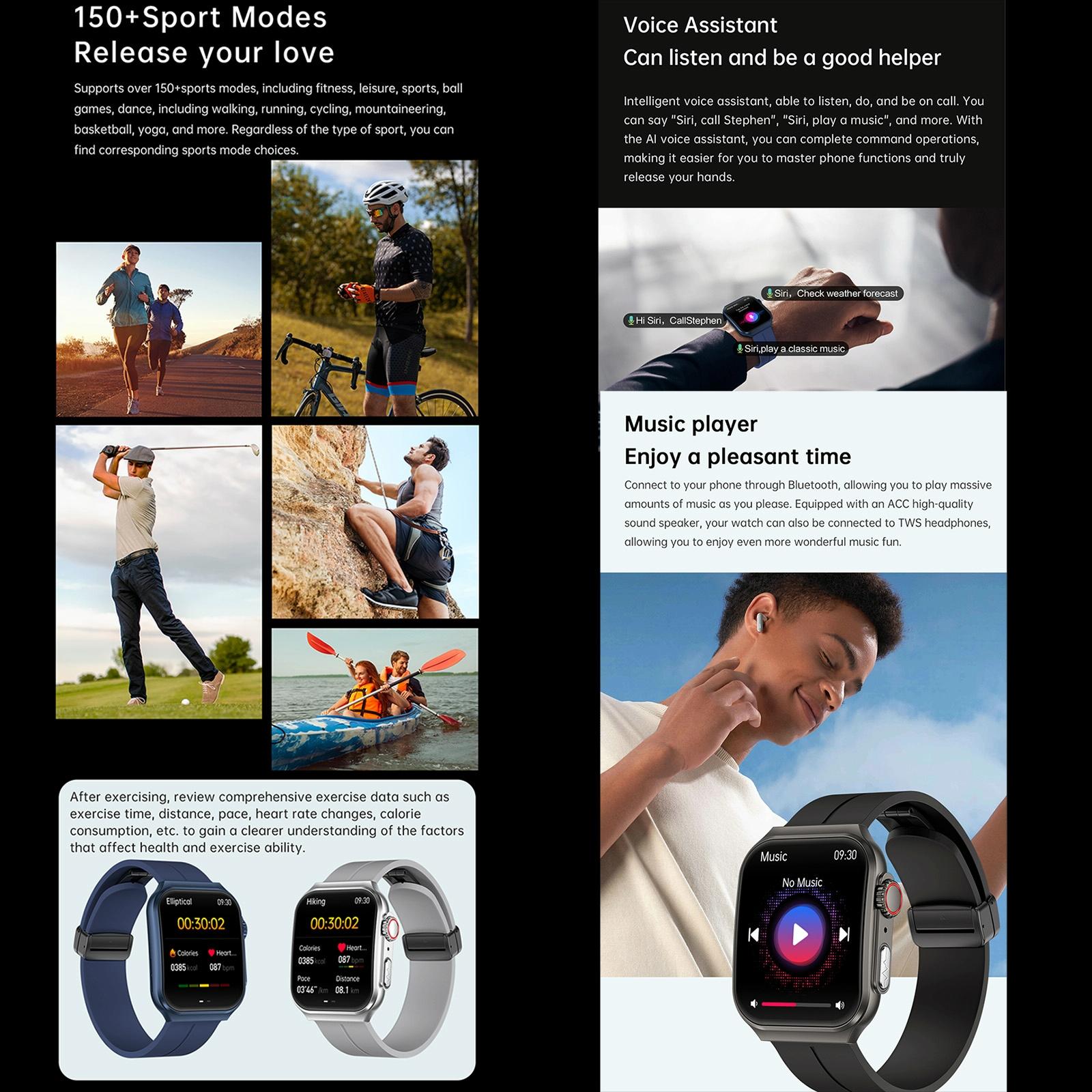 1.96 Inch Bt Call / Heart Rate / Blood Pressure / Blood Oxygen - Black 12