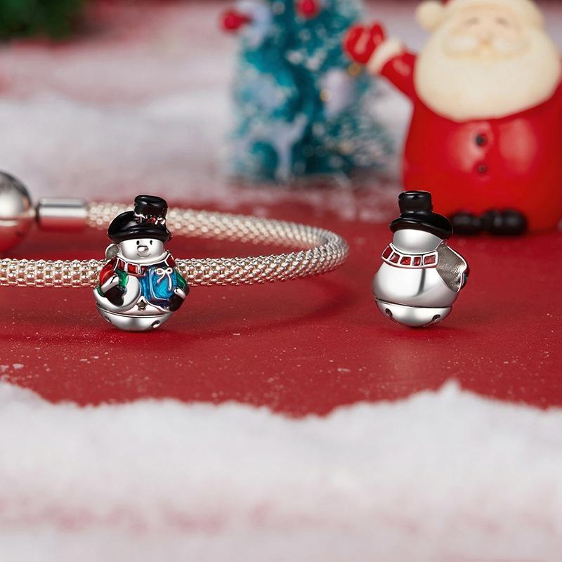 925 Sterling Silver Snowman Beaded Bracelet 5