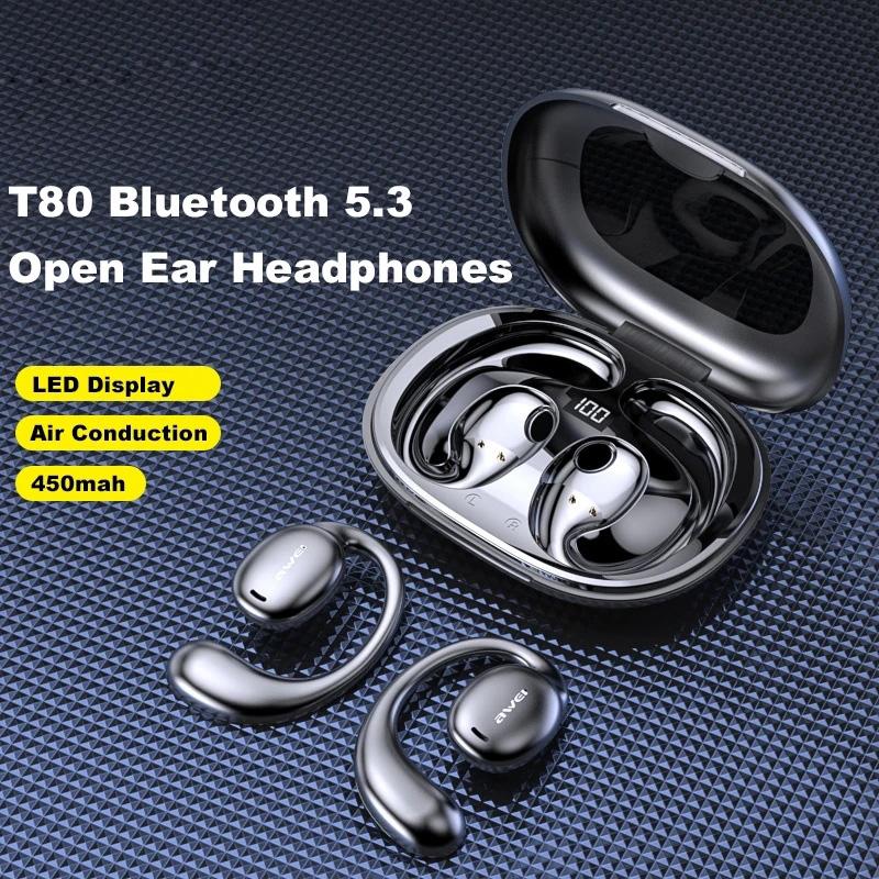 Black T80 Sport Tws Bluetooth Earbuds with Air Conduction 3