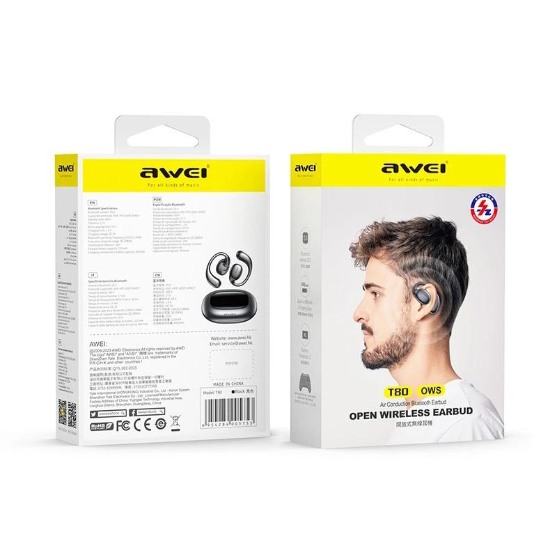 Black T80 Sport Tws Bluetooth Earbuds with Air Conduction 7