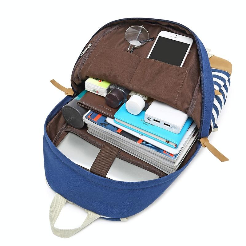 Printed Canvas Backpack Set - 3 Pieces - Green 4