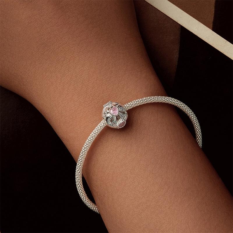 925 Sterling Silver Platinum Plated Sweet Bow Diy Beads 7