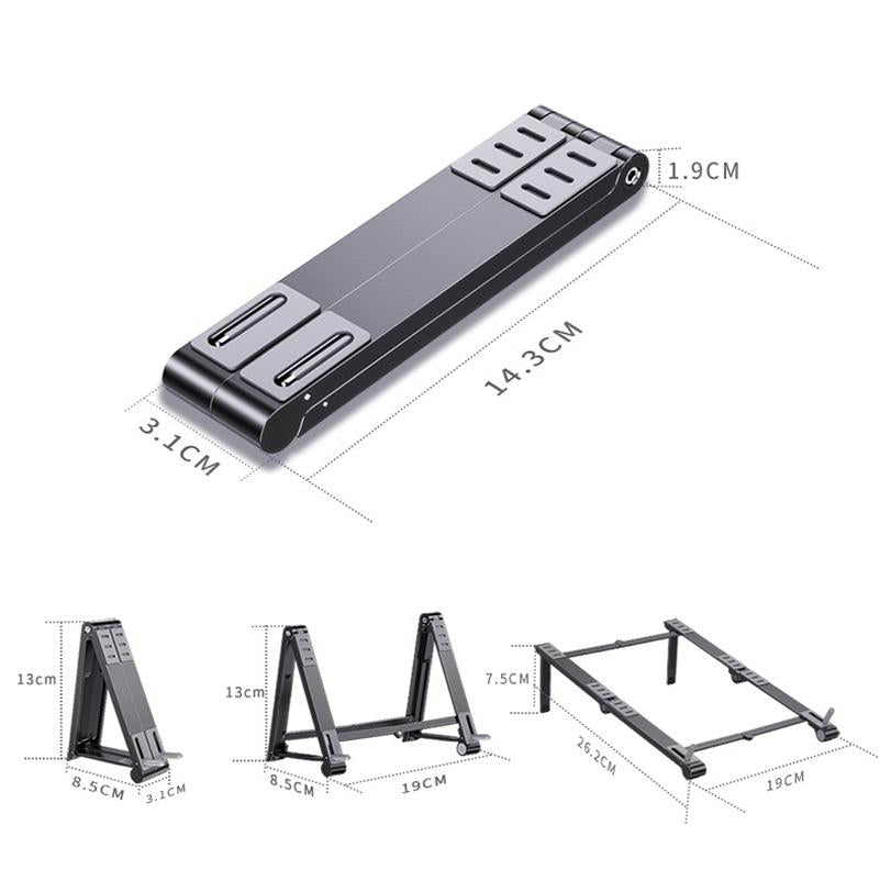 Foldable Aluminum 3-in-1 Phone Tablet Stand - Portable Storage - Grey 4