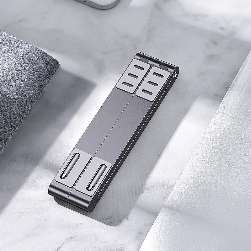 Foldable Aluminum 3-in-1 Phone Tablet Stand - Portable Storage - Grey 8