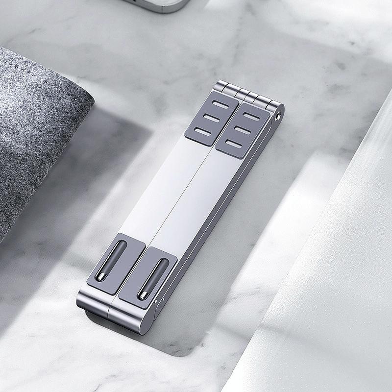 Foldable Aluminum 3-in-1 Phone Tablet Stand - Portable Storage - Grey 9