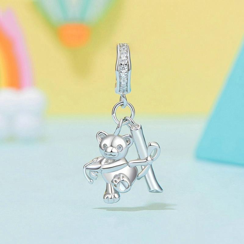 925 Sterling Silver Platinum Plated Bear Bracelet 3