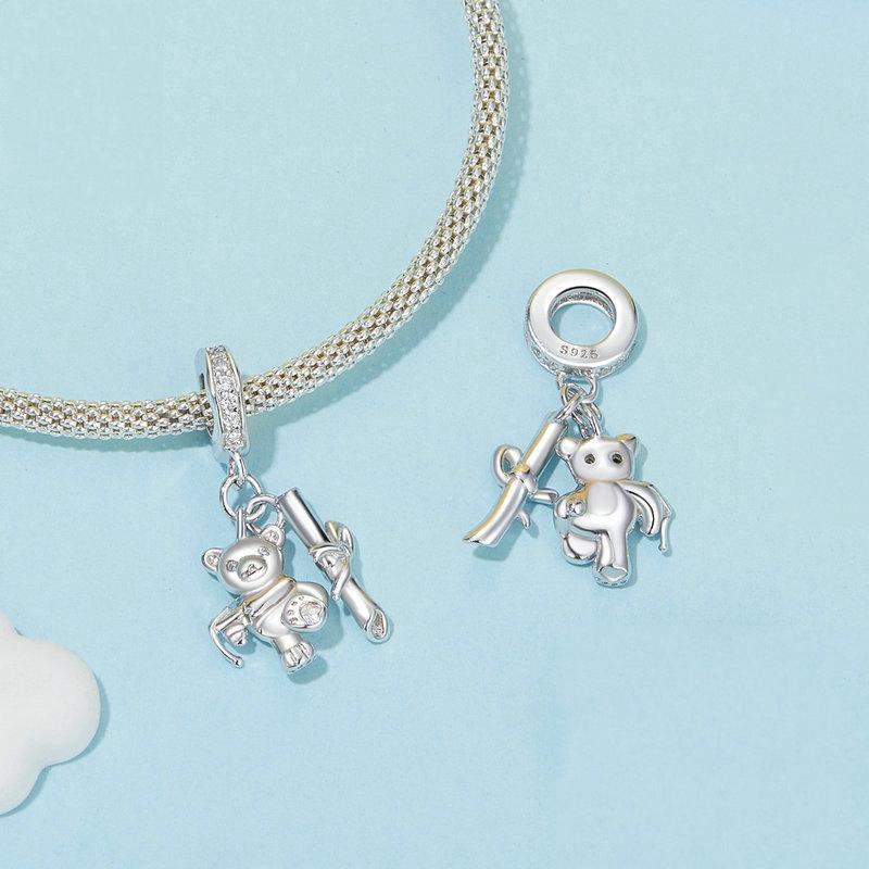 925 Sterling Silver Platinum Plated Bear Bracelet 4