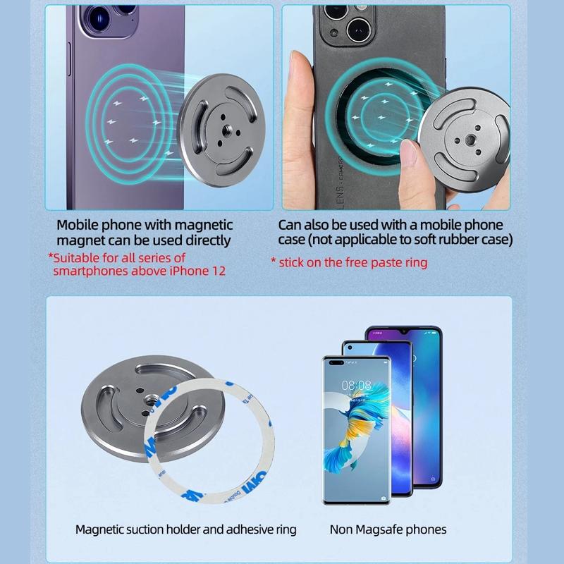 Universal Magnetic Phone Holder for Tripod and Magic Arm - Titanium Color 11