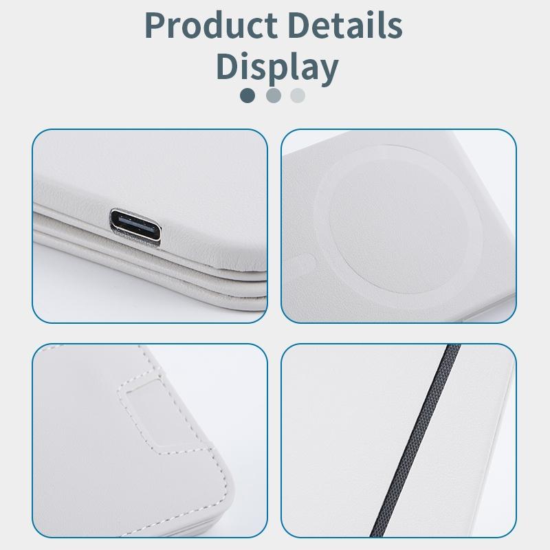 3 In 1 Magnetic Wireless Charger With Card Holder And Phone Bracket - Black 10