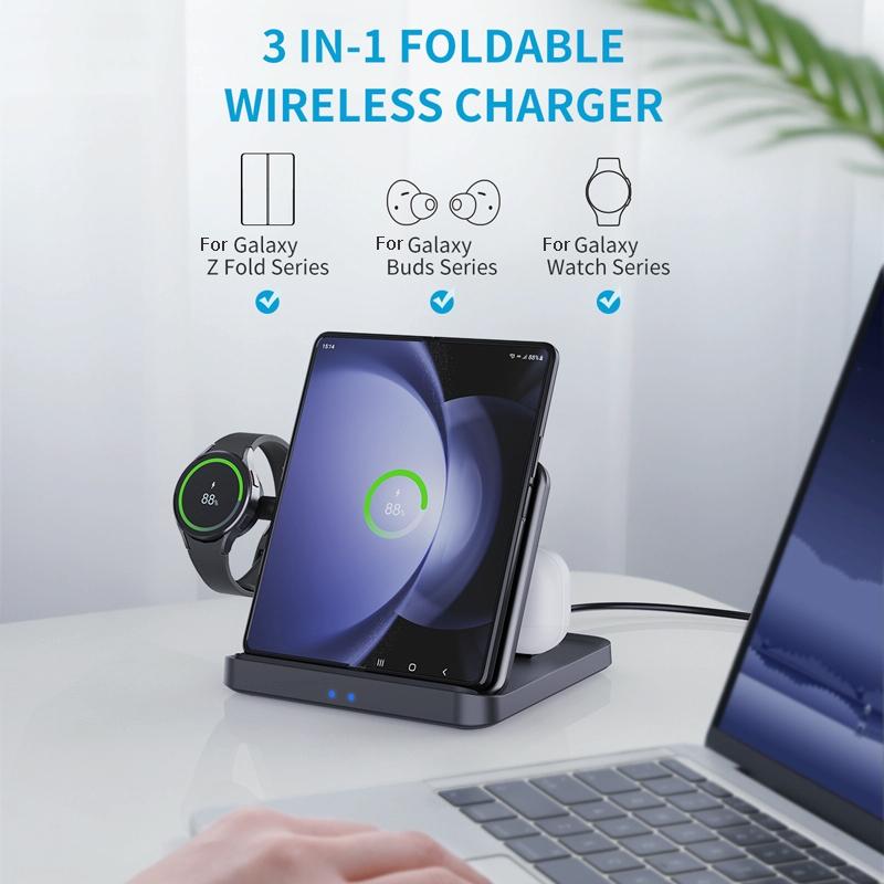 3 In 1 Wireless Charger For Samsung Galaxy Z Fold Black 3