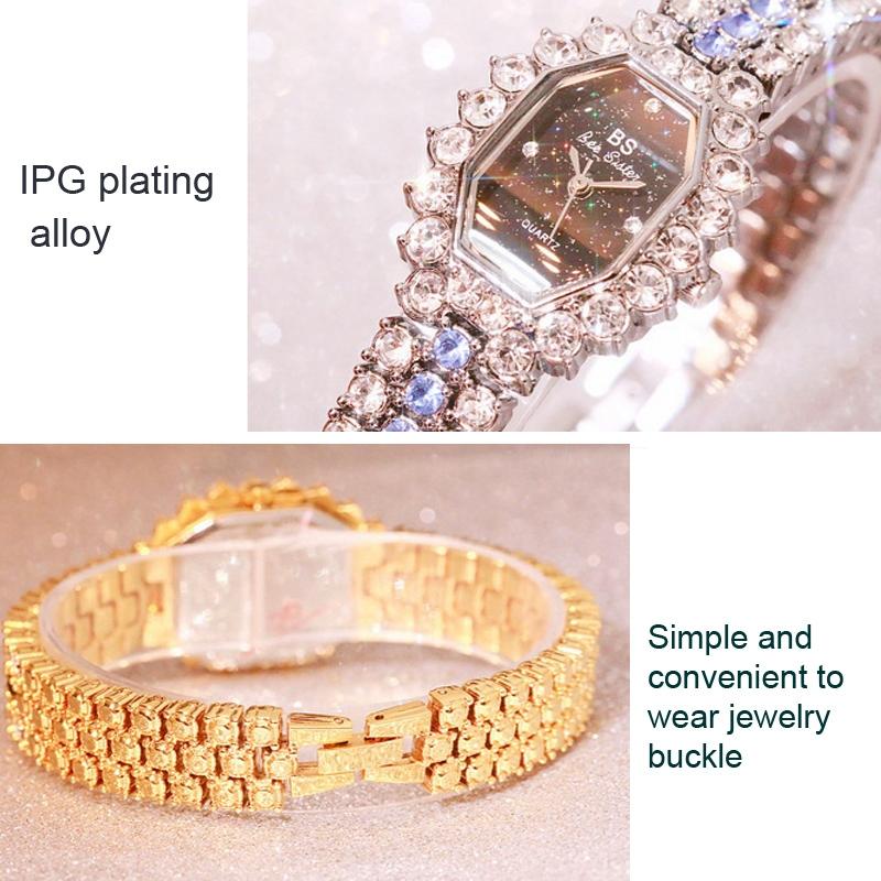 Sparkling Full Diamond Women Watch - Niche Glitter - Golden Green 5